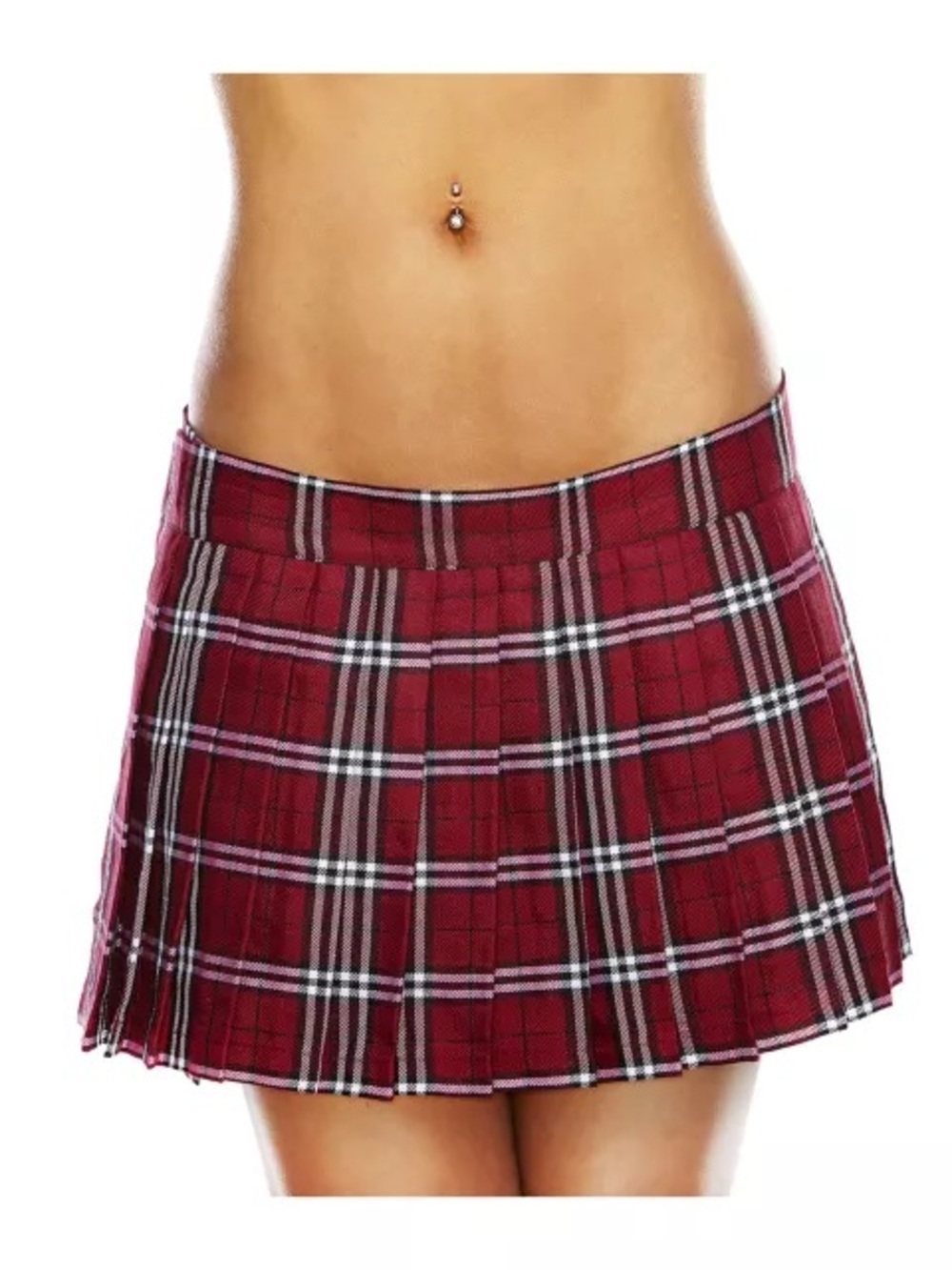 Spirit Red Plaid Pleated Mini Skirt